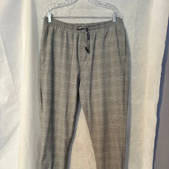 Zara Pants Zara Gray Plaid Drawstring Mens Dress Pants Size